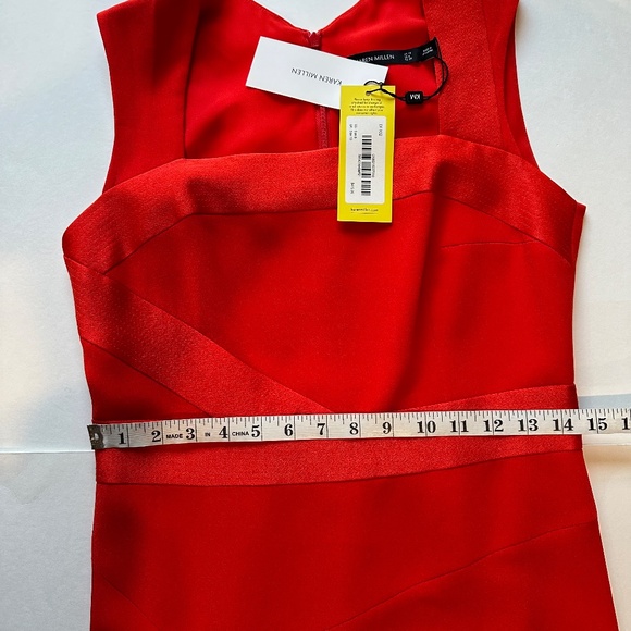 KAREN MILLEN Red Asymmetric Midi Dress - Size 6 - NEW With Tags. - Picture 12 of 16